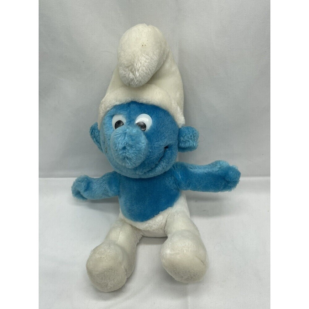 Vintage Peyo Wallace Berrie & Co SMURF 1980 Plush Stuffed Animal Blue Toy 10”